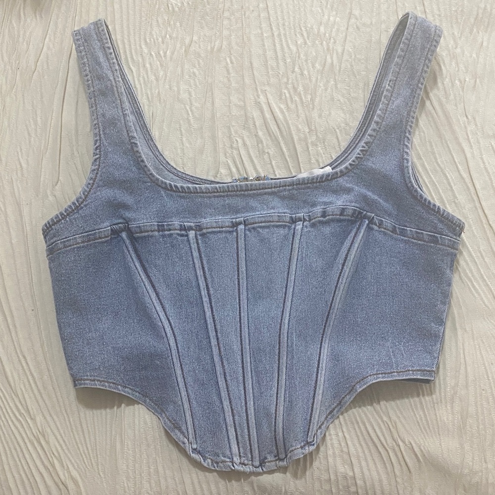 Better Be Light Blue Denim Crop Top